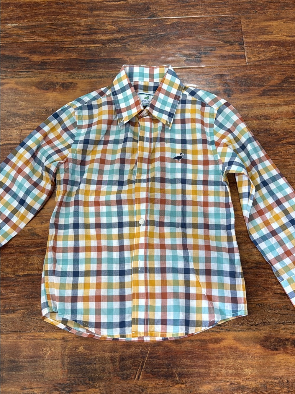Properly Tied boys Multicolor Plaid Button-Down Shirt with Whale Logo
